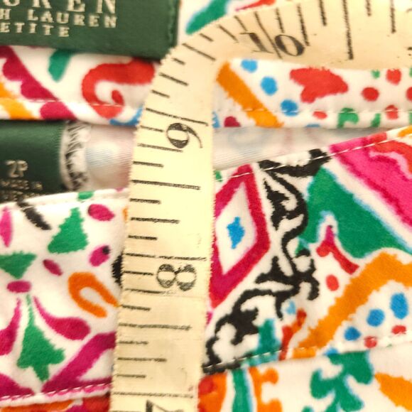 Lauren Ralph Lauren Womens 2P 29x26.5 Petite Colorful Paisley Preppy Pants - Picture 5 of 6